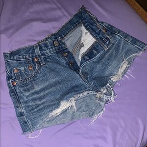 Levi's Blue Distressed Jean Shorts